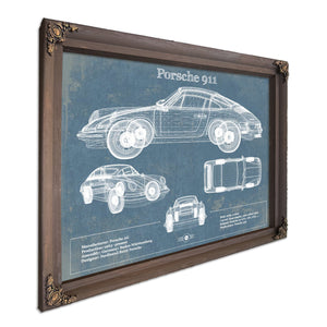 Porsche 911 Vintage Blueprint Auto Print