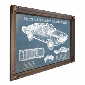 1972 Chevrolet Monte Carlo Blueprint Vintage Auto Patent Print