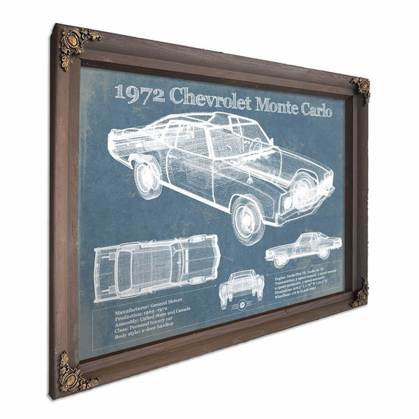 1972 Chevrolet Monte Carlo Blueprint Vintage Auto Patent Print