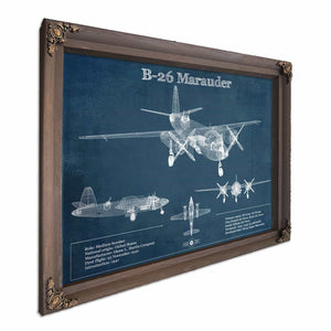 Martin B-26 Marauder - Medium Bomber Vintage Aviation Blueprint Print