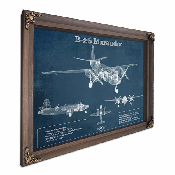 Martin B-26 Marauder - Medium Bomber Vintage Aviation Blueprint Print
