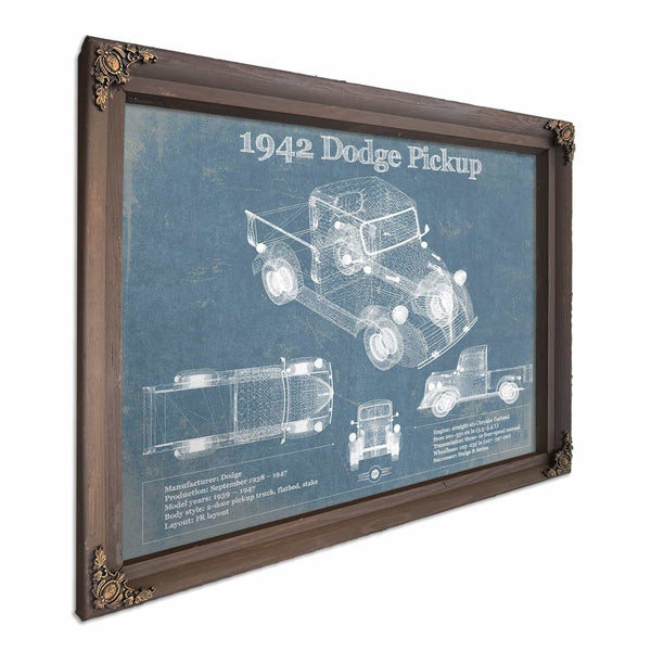 1942 Dodge Pickup Vintage Blueprint Auto Print