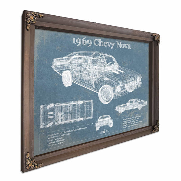 1969 Chevrolet Nova SS Blueprint Vintage Auto Patent Print