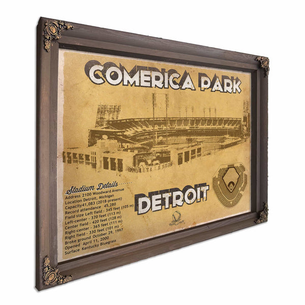 Vintage Detroit Tigers Comerica Park Baseball Print