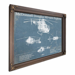 McDonnell Douglas MD-902 Explorer Vintage Blueprint Helicopter Print