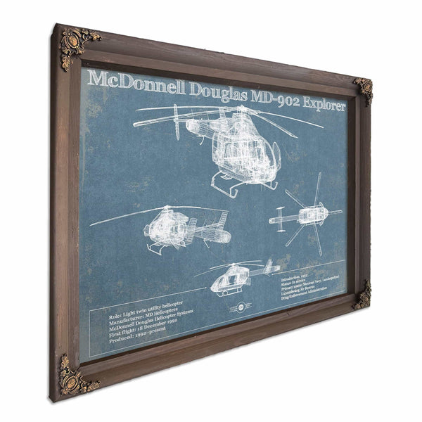 McDonnell Douglas MD-902 Explorer Vintage Blueprint Helicopter Print