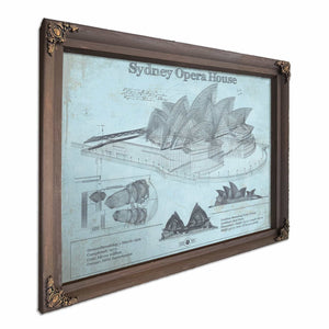 Sydney Opera House Blueprint Vintage Art Print