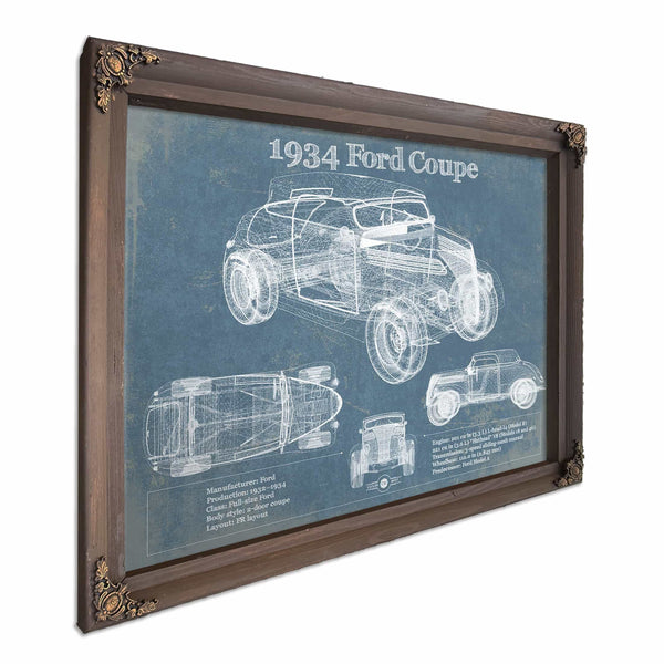 1934 Ford Coupe Vintage Blueprint Auto Print