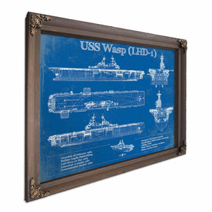 USS Wasp (LHD-1) Aircraft Carrier Blueprint Original Military Wall Art - Customizable