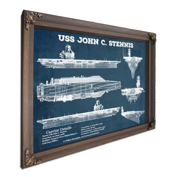 USS John C Stennis (CVN-74) Aircraft Carrier Blueprint Original Military Wall Art - Customizable