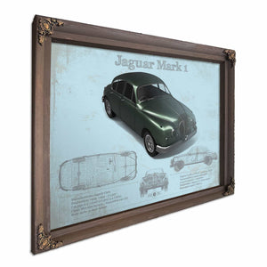 Jaguar Mark 1 (Dark Green) Blueprint Vintage Auto Print