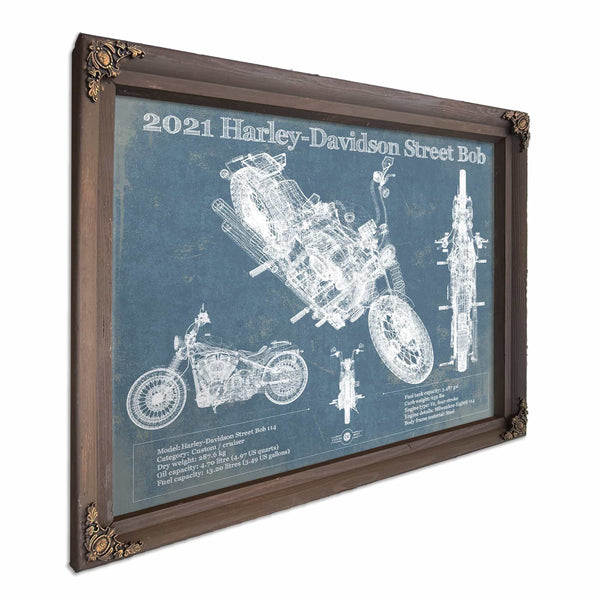 2021 Harley-Davidson Street Bob 114 Blueprint Motorcycle Patent Print