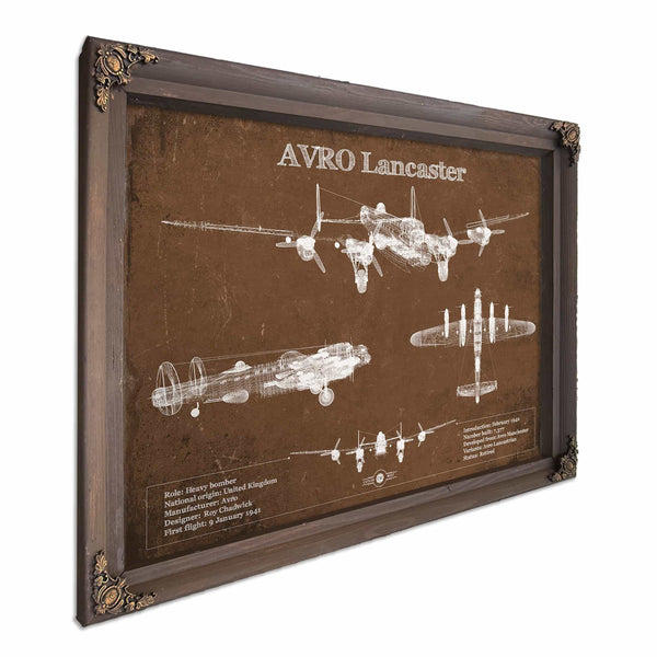 AVRO Lancaster UK Heavy Bomber Blueprint Original Military Wall Art