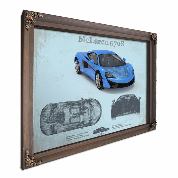 McLaren 570S Blueprint Vintage Auto Print