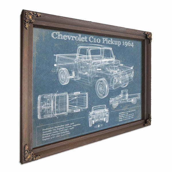 1964 Chevrolet C10 Pickup Vintage Blueprint Auto Print