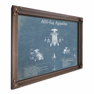 AH-64 Apache Helicopter Vintage Aviation Blueprint Military Print