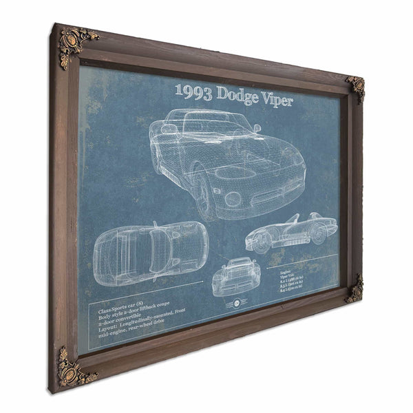 1993 Dodge Viper Vintage Blueprint Auto Print