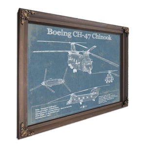 Boeing CH-47 Chinook Helicopter Vintage Aviation Blueprint Military Print - Custom Pilot Name Can Be Added