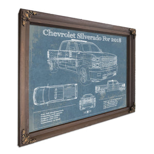 Chevrolet Silverado 2018 Blueprint Vintage Truck Patent Print
