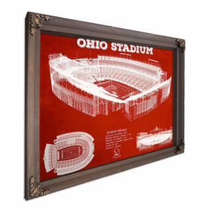 Ohio State Buckeyes Art - Ohio Stadium Vintage Stadium Blueprint Art Team Print