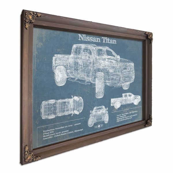 Nissan Titan Truck Vintage Blueprint Auto Print