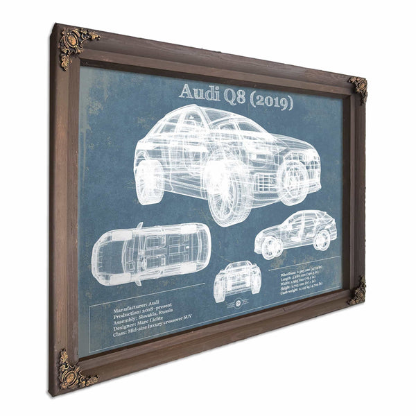 Audi Q8 (2019) Blueprint Vintage Auto Print