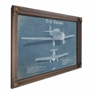 T-6 Texan Aircraft Blueprint Original Military Wall Art