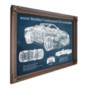 2020 Bentley Continental Gt Convertible Vintage Blueprint Auto Print