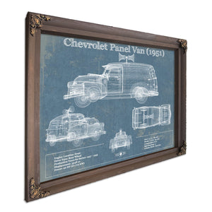 Chevrolet Panel Van 1951 Car Blueprint Vintage Auto Print