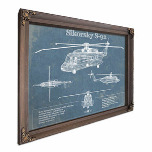 Sikorsky S-92 Helicopter Vintage Aviation Blueprint Military Print