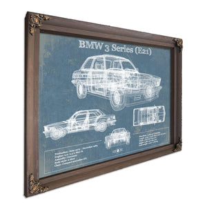 BMW 3 Series E21 Vintage Blueprint Auto Print