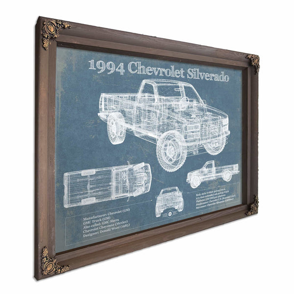 1994 Chevrolet Silverado 1500 Vintage Blueprint Auto Print