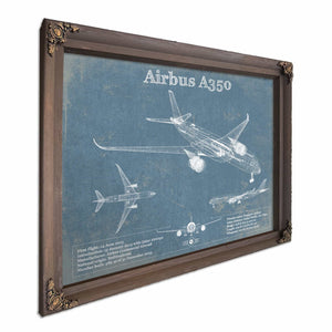 Airbus A350 Vintage Aviation Blueprint Print