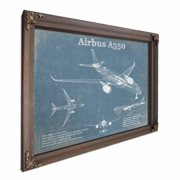 Airbus A350 Vintage Aviation Blueprint Print