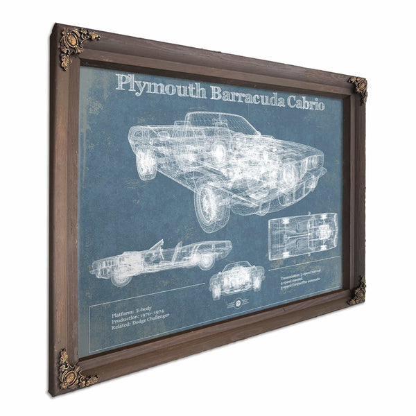 Plymouth Barracuda Cabrio Blueprint Vintage Auto Print