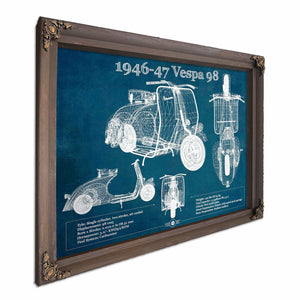 1946-47 Vespa 98 Vintage Blueprint Auto Print