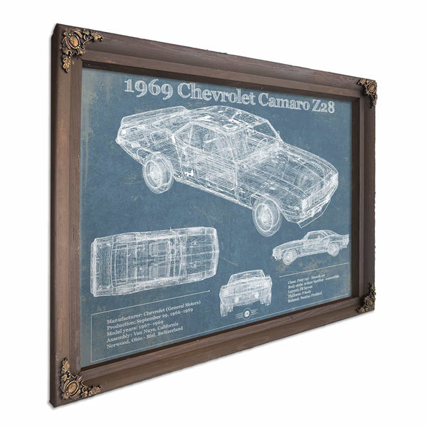 1969 Chevrolet Camaro Z28 Blueprint Vintage Auto Patent Print