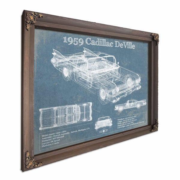 1959 Cadillac Coupe de Ville Blueprint Vintage Auto Print