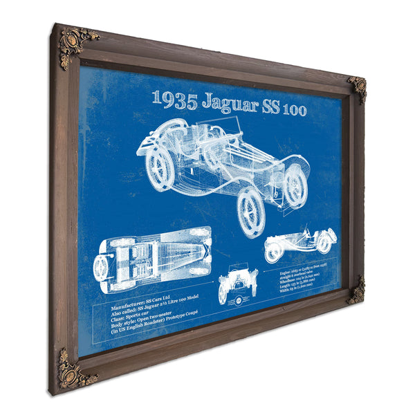 1935 Jaguar SS 100 Blueprint Vintage Auto Print