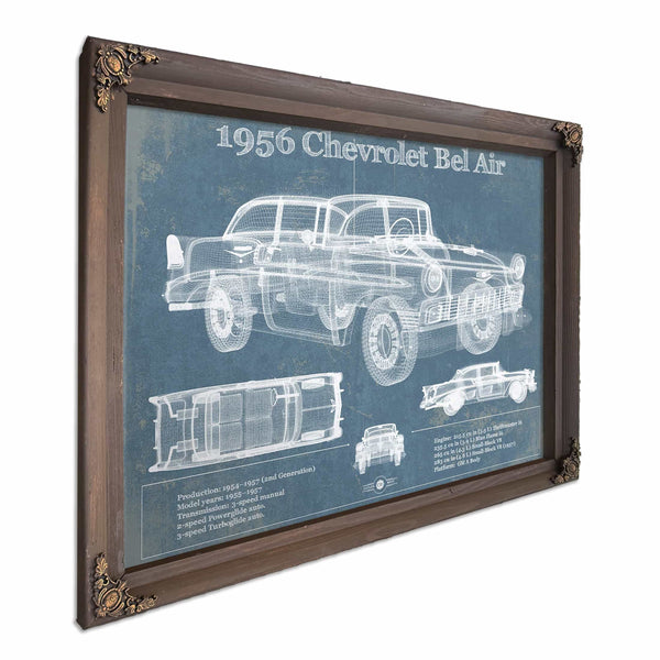 1956 Chevrolet Bel Air Blueprint Vintage Auto Print