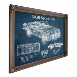 Mgb Sports Car Blueprint Vintage Auto Print