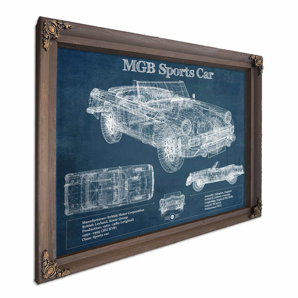 Mgb Sports Car Blueprint Vintage Auto Print