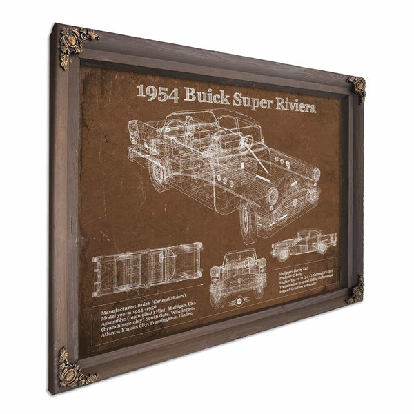 1954 Buick Super Riviera Vintage Blueprint Auto Print