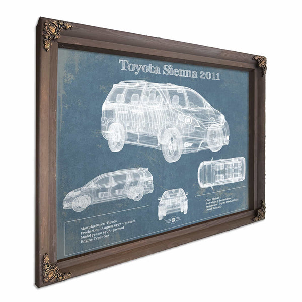 Toyota Sienna 2011 Blueprint Vintage Auto Print
