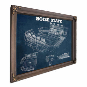 Boise State Broncos Art - Vintage Boise State Stadium Blueprint Art Print