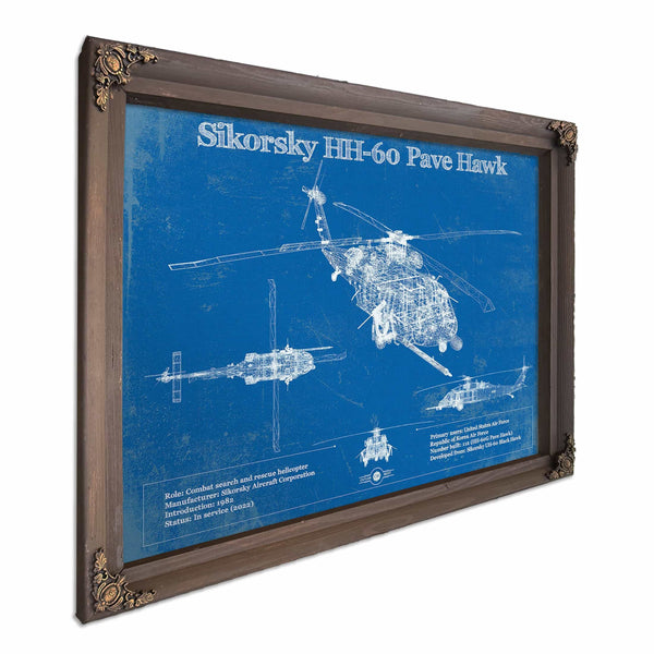 Sikorsky HH-60 Pave Hawk Vintage Aviation Blueprint Military Print