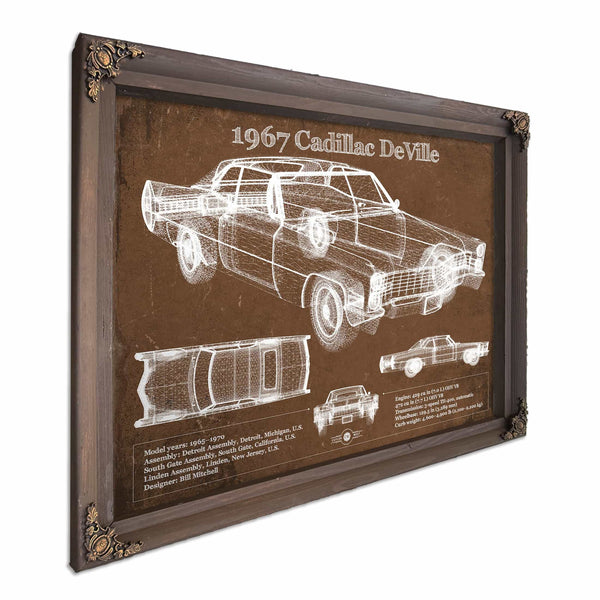 1967 Cadillac DeVille Blueprint Vintage Auto Print