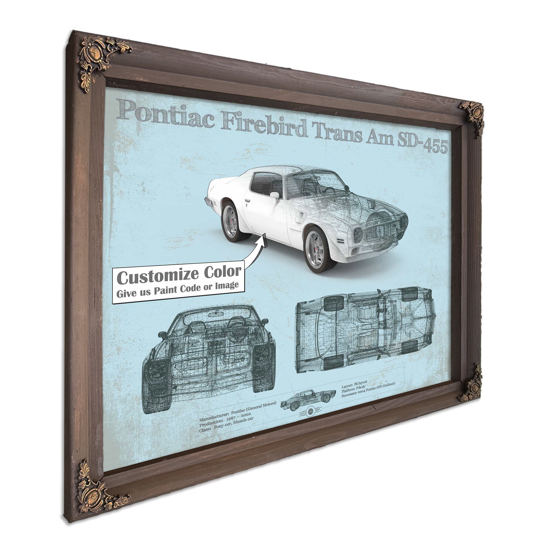 1973 Pontiac Firebird Trans Am SD 455 Wall Art Print | Cutler West