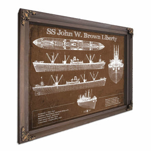 SS John W. Brown Liberty ship Blueprint Original Military Wall Art - Customizable