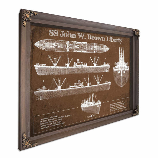 SS John W. Brown Liberty ship Blueprint Original Military Wall Art - Customizable